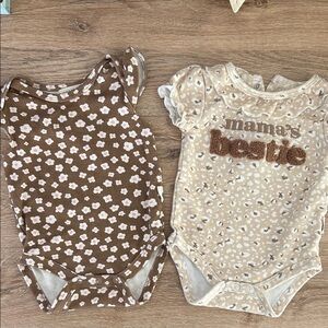 Rabbit + Bear Baby Girl Floral and Leopard Bodysuits 0-3M